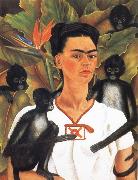 Frida Kahlo Self-Portrait with Monkeys painting